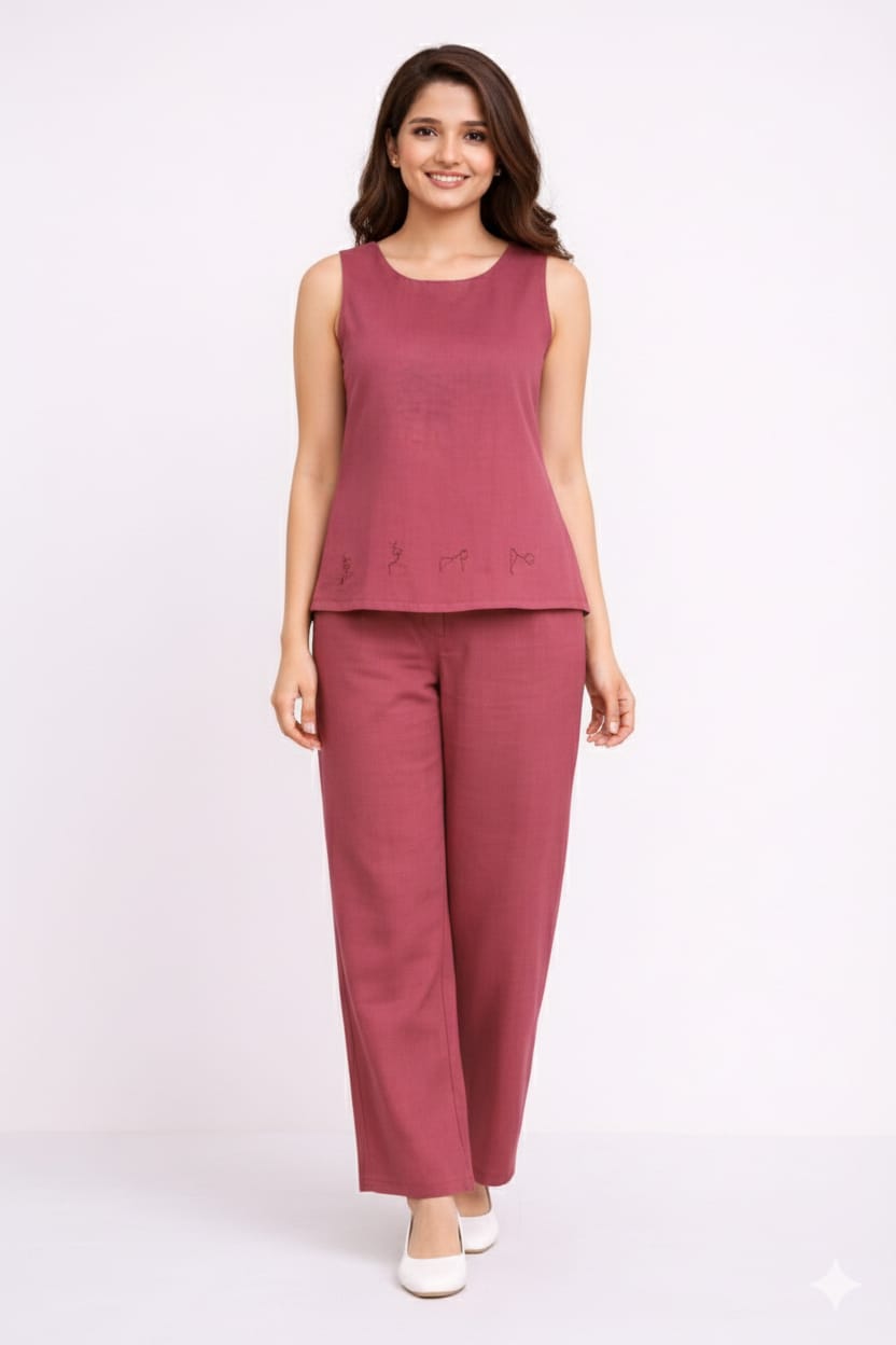 Yoga-Inspired Mauve Co-ord Set