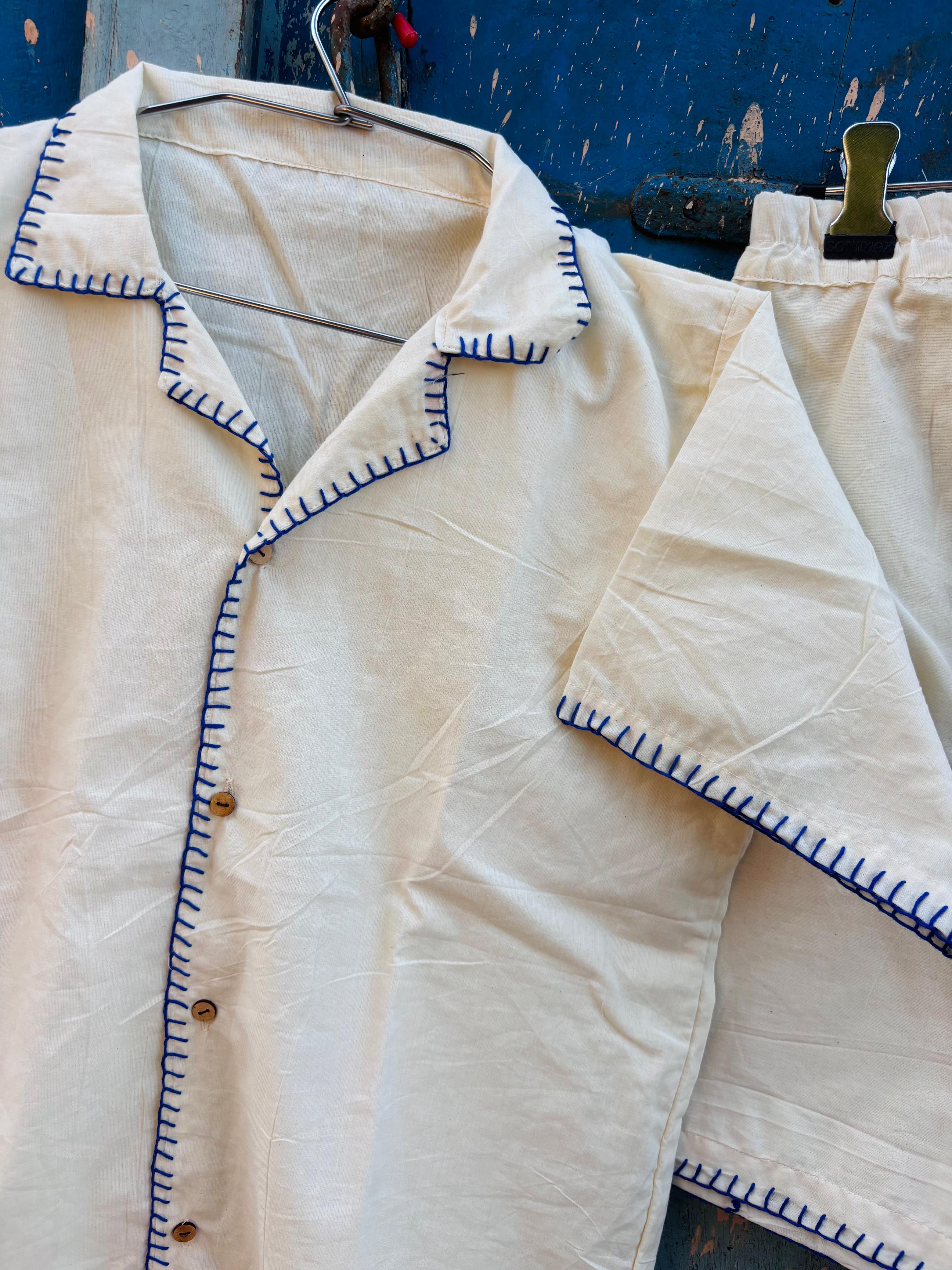 Blue hand stiched pair