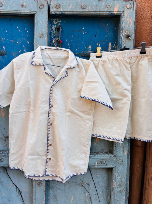 Blue hand stiched pair